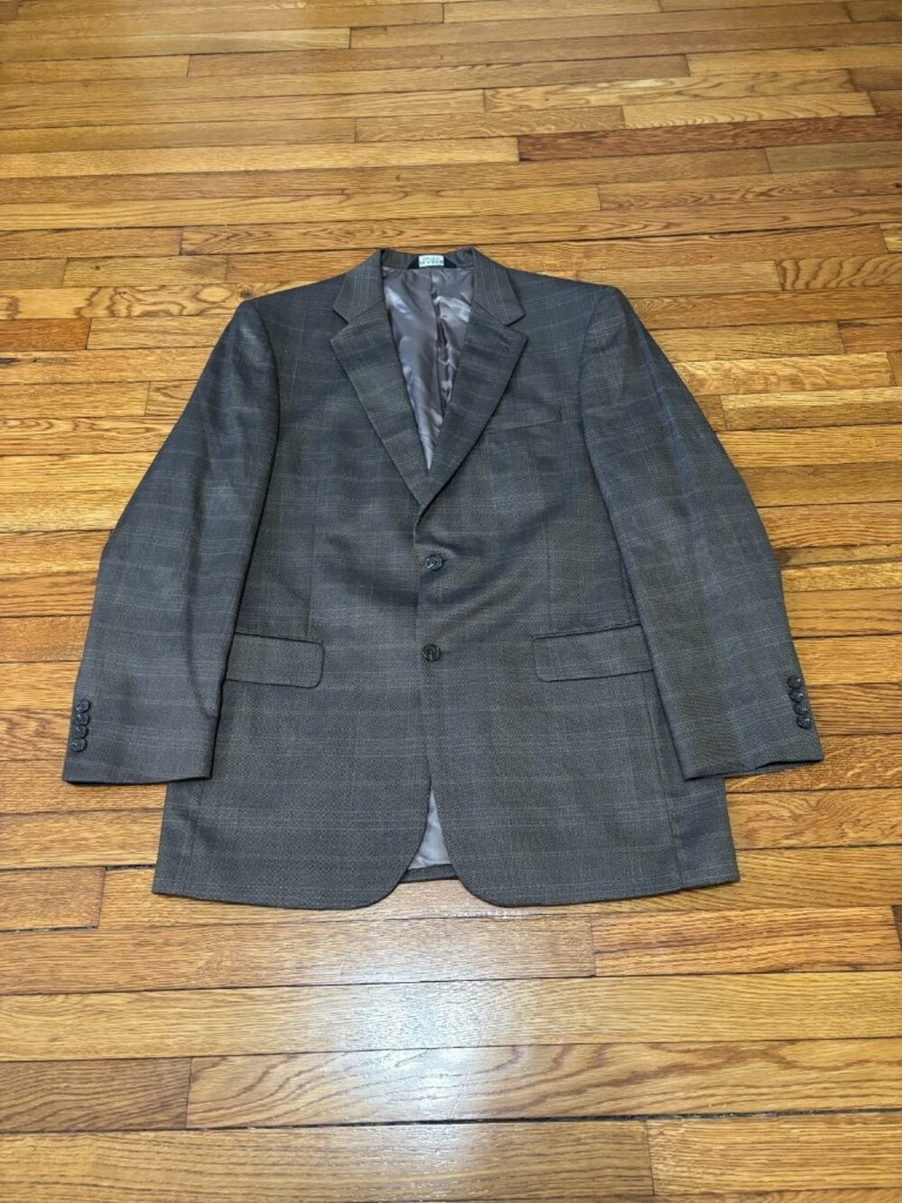 Jos. A. Bank Mens Blazer Jacket Wool 2 Button Sport Coat 42L Brown Plaid